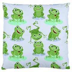 Cute Green Frogs Seamless Pattern Large Cushion Case (two Sides)
