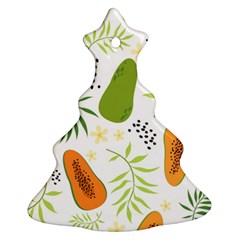Seamless Tropical Pattern With Papaya Christmas Tree Ornament (two Sides) by Vaneshart