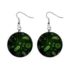 Bacteria Virus Seamless Pattern Inversion Mini Button Earrings