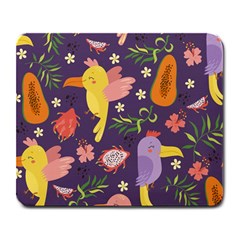 Exotic Seamless Pattern With Parrots Fruits Large Mousepads by Vaneshart