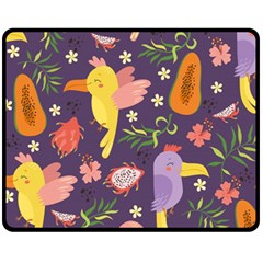 Exotic Seamless Pattern With Parrots Fruits Fleece Blanket (medium) 