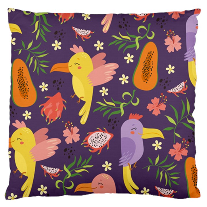 Exotic Seamless Pattern With Parrots Fruits Large Cushion Case (Two Sides)