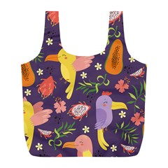 Exotic Seamless Pattern With Parrots Fruits Full Print Recycle Bag (l)