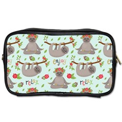 Seamless Pattern With Cute Sloths Relax Enjoy Yoga Toiletries Bag (two Sides)