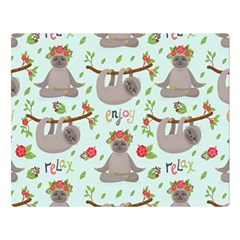 Seamless Pattern With Cute Sloths Relax Enjoy Yoga Double Sided Flano Blanket (large) 