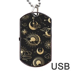 Asian Seamless Pattern With Clouds Moon Sun Stars Vector Collection Oriental Chinese Japanese Korean Dog Tag Usb Flash (two Sides) by Vaneshart
