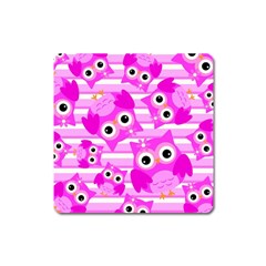 Pink Owl Pattern Background Square Magnet by Vaneshart