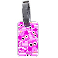 Pink Owl Pattern Background Luggage Tag (one Side) by Vaneshart