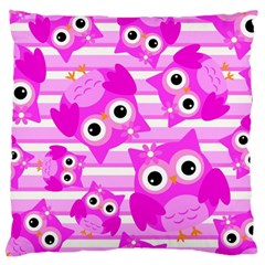 Pink Owl Pattern Background Large Cushion Case (two Sides)