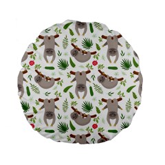 Seamless Pattern With Cute Sloths Standard 15  Premium Flano Round Cushions