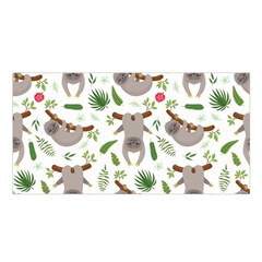 Seamless Pattern With Cute Sloths Satin Shawl by Vaneshart