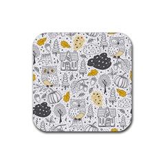 Doodle Seamless Pattern With Autumn Elements Rubber Coaster (square)  by Vaneshart