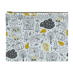 Doodle Seamless Pattern With Autumn Elements Cosmetic Bag (xl)