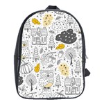Doodle Seamless Pattern With Autumn Elements School Bag (Large) Front