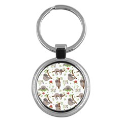 Seamless Pattern With Cute Sloths Sleep More Key Chain (round) by Vaneshart