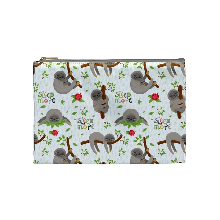 Seamless Pattern With Cute Sloths Sleep More Cosmetic Bag (Medium)