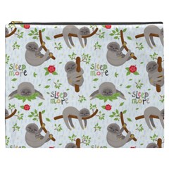 Seamless Pattern With Cute Sloths Sleep More Cosmetic Bag (xxxl) by Vaneshart