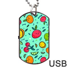 Various Fruits With Faces Seamless Pattern Dog Tag Usb Flash (two Sides) by Vaneshart