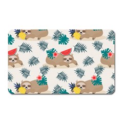 Cute Lazy Sloth Summer Fruit Seamless Pattern Magnet (rectangular) by Vaneshart