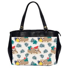 Cute Lazy Sloth Summer Fruit Seamless Pattern Oversize Office Handbag (2 Sides) by Vaneshart