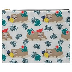 Cute Lazy Sloth Summer Fruit Seamless Pattern Cosmetic Bag (xxxl) by Vaneshart