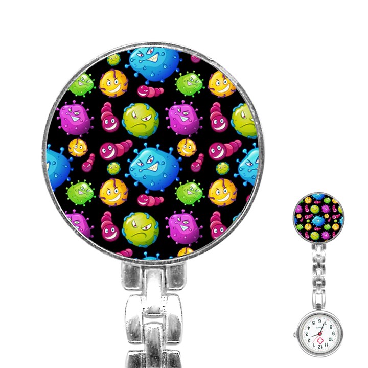 Seamless Background With Colorful Virus Stainless Steel Nurses Watch