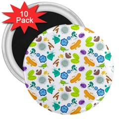 Bacteria Virus Seamless Pattern 3  Magnets (10 Pack) 