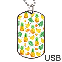 Tropical Fruits Pattern Dog Tag Usb Flash (two Sides)