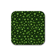 Seamless Pattern With Viruses Rubber Coaster (square) 