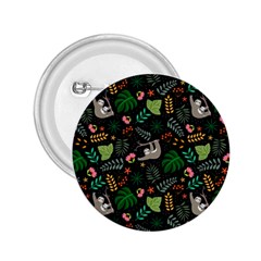 Floral Pattern With Plants Sloth Flowers Black Backdrop 2 25  Buttons by Vaneshart