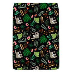 Floral Pattern With Plants Sloth Flowers Black Backdrop Removable Flap Cover (l)