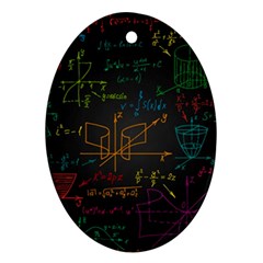 Mathematical Colorful Formulas Drawn By Hand Black Chalkboard Oval Ornament (two Sides) by Vaneshart
