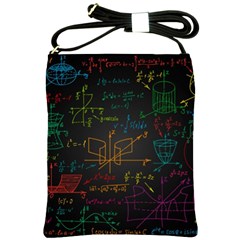 Mathematical Colorful Formulas Drawn By Hand Black Chalkboard Shoulder Sling Bag