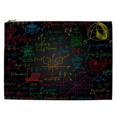 Mathematical Colorful Formulas Drawn By Hand Black Chalkboard Cosmetic Bag (xxl)