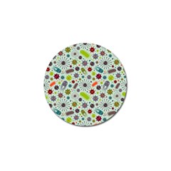 Seamless Pattern With Viruses Golf Ball Marker