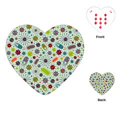 Seamless Pattern With Viruses Playing Cards Single Design (heart)