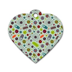 Seamless Pattern With Viruses Dog Tag Heart (one Side)