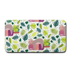 Cute Sloth Sleeping Ice Cream Surrounded By Green Tropical Leaves Medium Bar Mats by Vaneshart