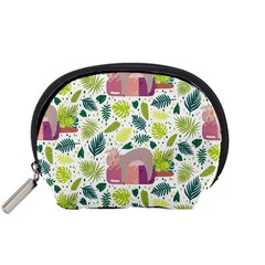 Cute Sloth Sleeping Ice Cream Surrounded By Green Tropical Leaves Accessory Pouch (small)