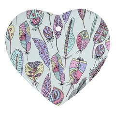 Vector Illustration Seamless Multicolored Pattern Feathers Birds Ornament (heart)