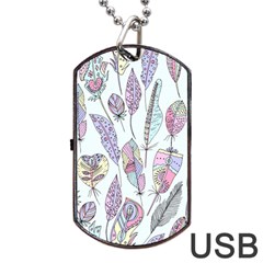 Vector Illustration Seamless Multicolored Pattern Feathers Birds Dog Tag Usb Flash (one Side)