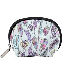 Vector Illustration Seamless Multicolored Pattern Feathers Birds Accessory Pouch (small)