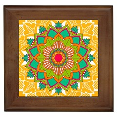 Mandala Patterns Yellow Framed Tile