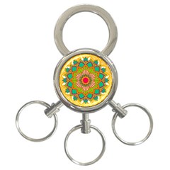 Mandala Patterns Yellow 3-ring Key Chain