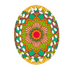 Mandala Patterns Yellow Oval Filigree Ornament (two Sides)