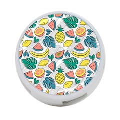 Seamless Pattern Tropical Fruit Banana Watermelon Papaya Lemon Orange Monstera 4-port Usb Hub (two Sides)