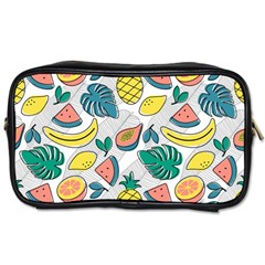 Seamless Pattern Tropical Fruit Banana Watermelon Papaya Lemon Orange Monstera Toiletries Bag (two Sides)