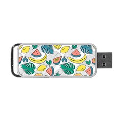 Seamless Pattern Tropical Fruit Banana Watermelon Papaya Lemon Orange Monstera Portable Usb Flash (two Sides)