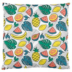 Seamless Pattern Tropical Fruit Banana Watermelon Papaya Lemon Orange Monstera Standard Flano Cushion Case (two Sides)