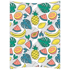 Seamless Pattern Tropical Fruit Banana Watermelon Papaya Lemon Orange Monstera Back Support Cushion